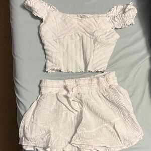 Chic White High Waist Women's Set